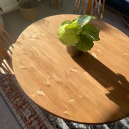 Handmade Folding Fold Down Dining Table. Half Moon Drop Leaf Kitchen Oval, Circular, Semi Circle, Natural, Solid Wood, Custom Sized - thumbnail 3