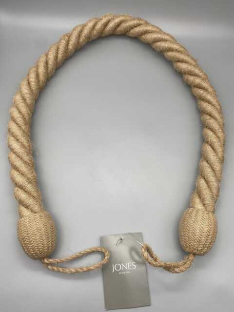 Jute Curtain Tiebacks - Twisted Rope, Natural Finish Set Of 2 - image 1