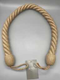 Jute Curtain Tiebacks - Twisted Rope, Natural Finish Set Of 2 - thumbnail 1