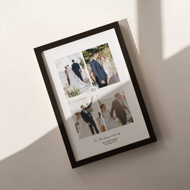 Personalised Wedding Photo Print, Paper Anniversary Gift, Framed - image 1