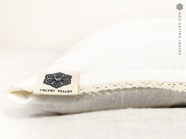 Antique White Pillow Sham With Lace-Softened Linen True Colour Pillow-Deco Lumbar Pillow-White Case-Decorative Lace - image 1