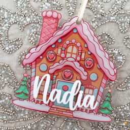 Personalized Gingerbread House Christmas Stocking Tag Wood Or Acrylic - thumbnail 3