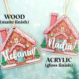 Personalized Gingerbread House Christmas Stocking Tag Wood Or Acrylic - thumbnail 2