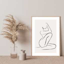 Woman Line Drawing, Single Art, Female Art Print, Body Abstract Drawing Feminine Poster, Minimalist - thumbnail 2