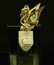 24K Gold Plated Swan Handcrafted Luxury Night Light Decorated Swarovski Crystals Bedroom Bathroom Kids Room Kitchen Gift Premium Decor
