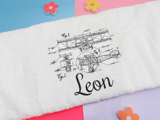 Personalized Aeroplane Embroidered Towel - Vintage Plane Aviator Gift - image 1
