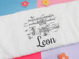 Personalized Aeroplane Embroidered Towel - Vintage Plane Aviator Gift - thumbnail 1