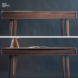 Handmade Walnut Wood Writing Desk - Mid-Century Modern Home Office - thumbnail 3