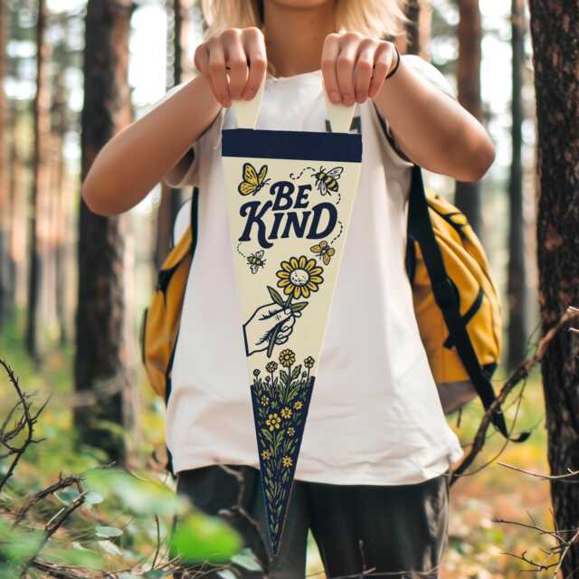 Be Kind Felt Pennant - Bee & Flower Wall Decor, Handmade Kindness Banner, Kids Room Sign, Inspirational Nursery Art, Thoughtful Gift Idea - image 1