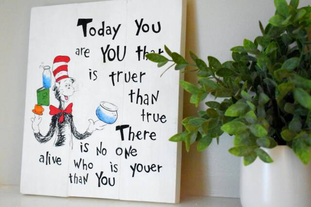 "Rustic Dr. Seuss Nursery Decor Reclaimed Wood Sign - 12""x12" - image 1