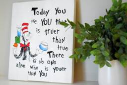 "Rustic Dr. Seuss Nursery Decor Reclaimed Wood Sign - 12""x12" - thumbnail 1
