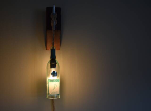 Wine Bottle Light, Wall Sconce, Clear - image 1