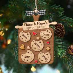 Custom Nana 7 Papa's Perfect Batch Ornaments, Grandkid Gingerbread Ornament, Family Cookies Christmas 2-Layered Wooden Ornament - thumbnail 2