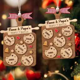 Custom Nana 7 Papa's Perfect Batch Ornaments, Grandkid Gingerbread Ornament, Family Cookies Christmas 2-Layered Wooden Ornament - thumbnail 3