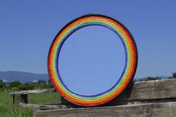 Large Rainbow Mirror, 53 cm Diameter Mirror, Decorative Wall Rainbow Furniture, Iron Ring Decor, New Home Gift