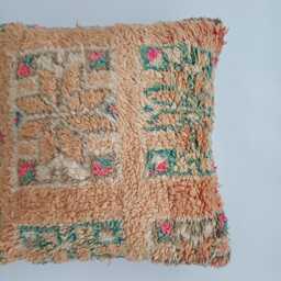 Moroccan Wool Cushion Cover, Handmade Berber Pillow, Multicoloured Vintage Rug Cushion, Tribal Throw 20''x20''/52x52 cm - thumbnail 2