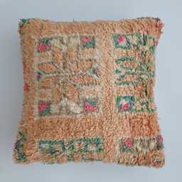 Moroccan Wool Cushion Cover, Handmade Berber Pillow, Multicoloured Vintage Rug Cushion, Tribal Throw 20''x20''/52x52 cm - thumbnail 1
