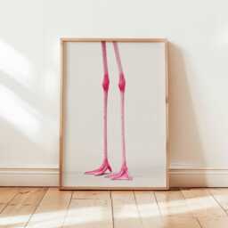 Minimal Flamingo Legs Poster, Quirky Bird Art Print, Funny Pink Wall Decor, Modern Animal Illustration For Bathroom Or Hallway - thumbnail 1