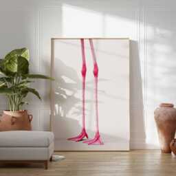 Minimal Flamingo Legs Poster, Quirky Bird Art Print, Funny Pink Wall Decor, Modern Animal Illustration For Bathroom Or Hallway - thumbnail 2