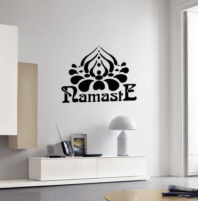 Namaste Vinyl Wall Decal Lotus Yoga Center Meditation Bedroom Interior Stickers Mural - #2891Di - image 1