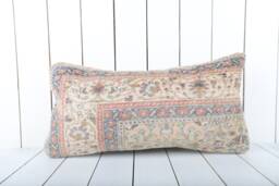 Vintage Turkish Kilim Lumbar Pillow Cover 12x24 Inch, Handmade - thumbnail 1