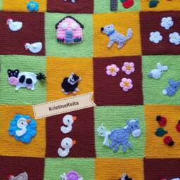 Knitted/Crochet Baby Farm Blanket/Farm Animals/Barn/Apple Tree/Cow/Sheep/Hen/Tractor, Handmade Blanket, Baby Shower Gift, Farm Animal Blanket - thumbnail 4
