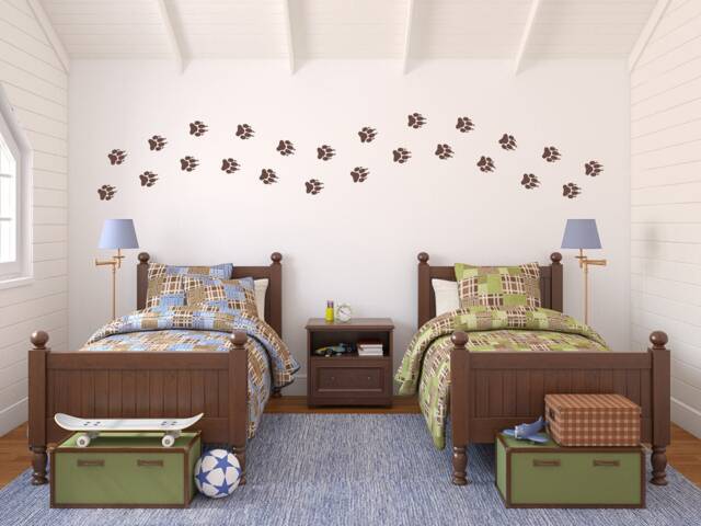 Wolf Paw Print Wall Decal - Boy Bedroom Decor Tracks Medium Size - image 1