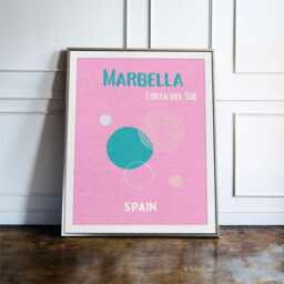 Marbella Spain Travel Poster, Colourful Costa Del Sol Wall Art Print, Beach Decor, Holiday Gift - thumbnail 1