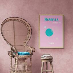 Marbella Spain Travel Poster, Colourful Costa Del Sol Wall Art Print, Beach Decor, Holiday Gift - thumbnail 3