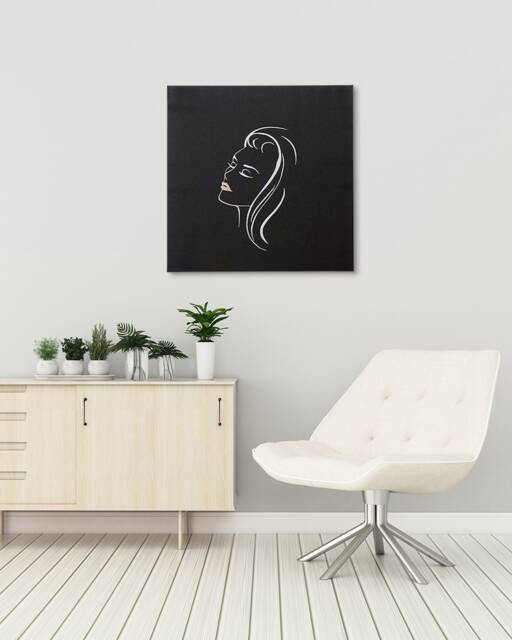 Embroidery Canvas Poster Modern Wall Decor Minimalist Art On Living Room Framed Picture Woman Urban Style - image 1