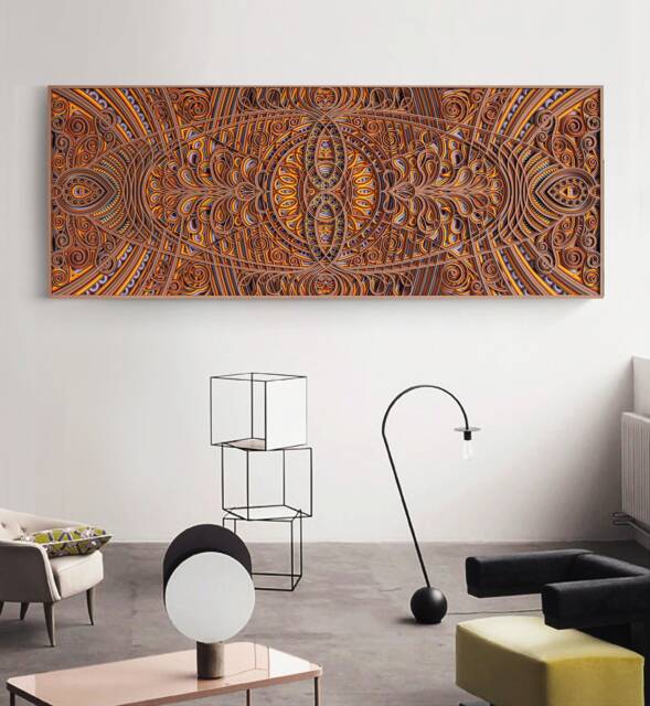 Divine Light Multilayer Wood Wall Art, Extra-Large Mandala Laser Cut, Statement Living Room Piece - image 1