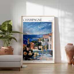 Champagne France Travel Poster Elegant Vineyard Art Print - thumbnail 2