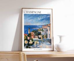 Champagne France Travel Poster Elegant Vineyard Art Print - thumbnail 1