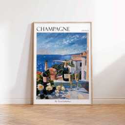 Champagne France Travel Poster Elegant Vineyard Art Print - thumbnail 3