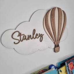 Personalised Hot Air Balloon Nursery Decor, Name Sign, Personalised Wall New Baby Gift, Boys Room Girls Sign - thumbnail 2