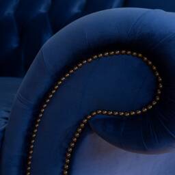 2 Seater Navy Blue Velvet Fabric Chesterfield - British Handmade - thumbnail 3