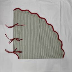 Christmas Scalloped Piping Green Tree Skirt, Printed Tree Striped Tartan Skirt - thumbnail 3
