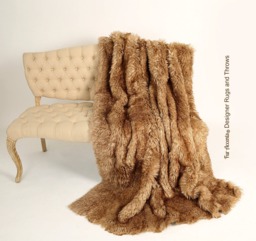 Luxury Faux Fur Throw Blanket - Golden Brown Wolf, Minky Lining