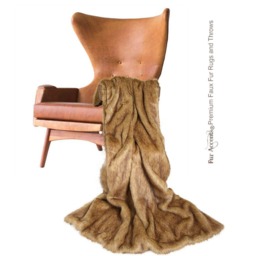 Luxury Faux Fur Throw Blanket - Golden Brown Wolf, Minky Lining - thumbnail 2