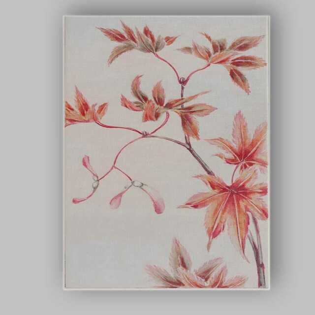 Delicate Pink Japanese Maple Leaves Watercolour Botanical Art Canvas Wall Print Decor Picture Ready To Hang - image 1