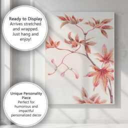 Delicate Pink Japanese Maple Leaves Watercolour Botanical Art Canvas Wall Print Decor Picture Ready To Hang - thumbnail 3