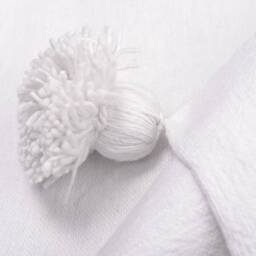 Pom Blanket - Moroccan Blanket Handmade Organic Cotton Beautiful Throw Bedroom Tassels Gift For Her - thumbnail 4