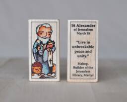 st Alexander Of Jerusalem Patron Saint Block With Gift Bag // Catholic Toys By Almondrod