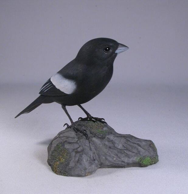 Lark Bunting Hand Carved & Painted Wooden Bird - image 1