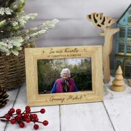 Christmas Memorial Photo Frame, in Loving Memory Wooden Picture Engraved Personalised Remembrance Keepsake, Loved One Sympathy Gift - thumbnail 2