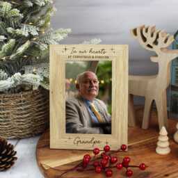 Christmas Memorial Photo Frame, in Loving Memory Wooden Picture Engraved Personalised Remembrance Keepsake, Loved One Sympathy Gift - thumbnail 3