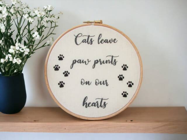 Animal Lovers Hand Embroidery Hoop Wall Art - Gift For Cat Owner Or Dog Handmade in The UK - image 1
