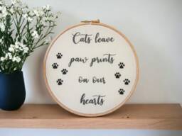Animal Lovers Hand Embroidery Hoop Wall Art - Gift For Cat Owner Or Dog Handmade in The UK - thumbnail 1