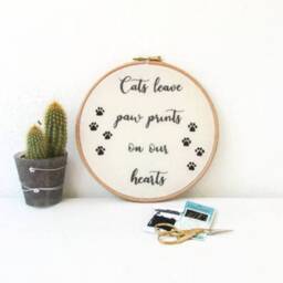 Animal Lovers Hand Embroidery Hoop Wall Art - Gift For Cat Owner Or Dog Handmade in The UK - thumbnail 3
