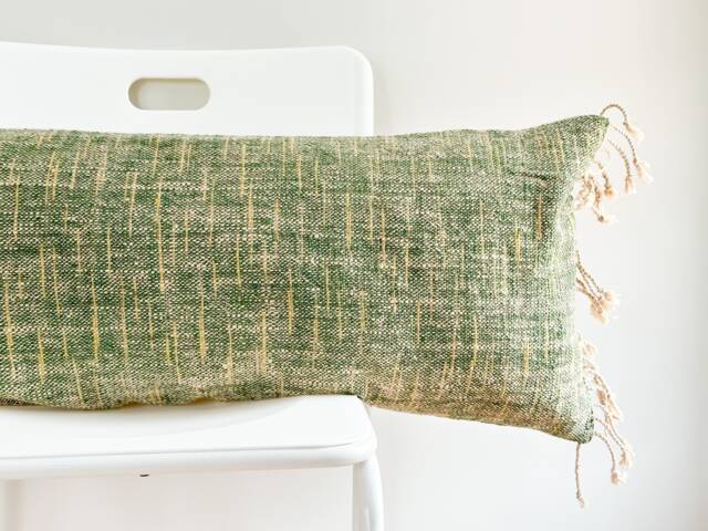 Handwoven Hemp Lumbar Pillow Cover Vintage Karen Tribal Design - image 1